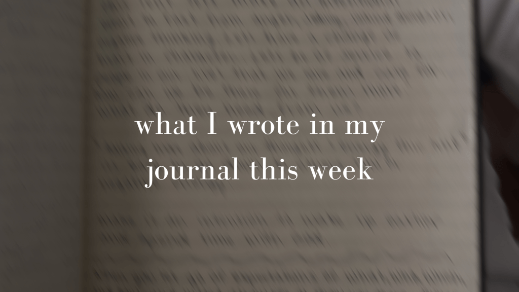 what I wrote in my journal this&nbsp;week